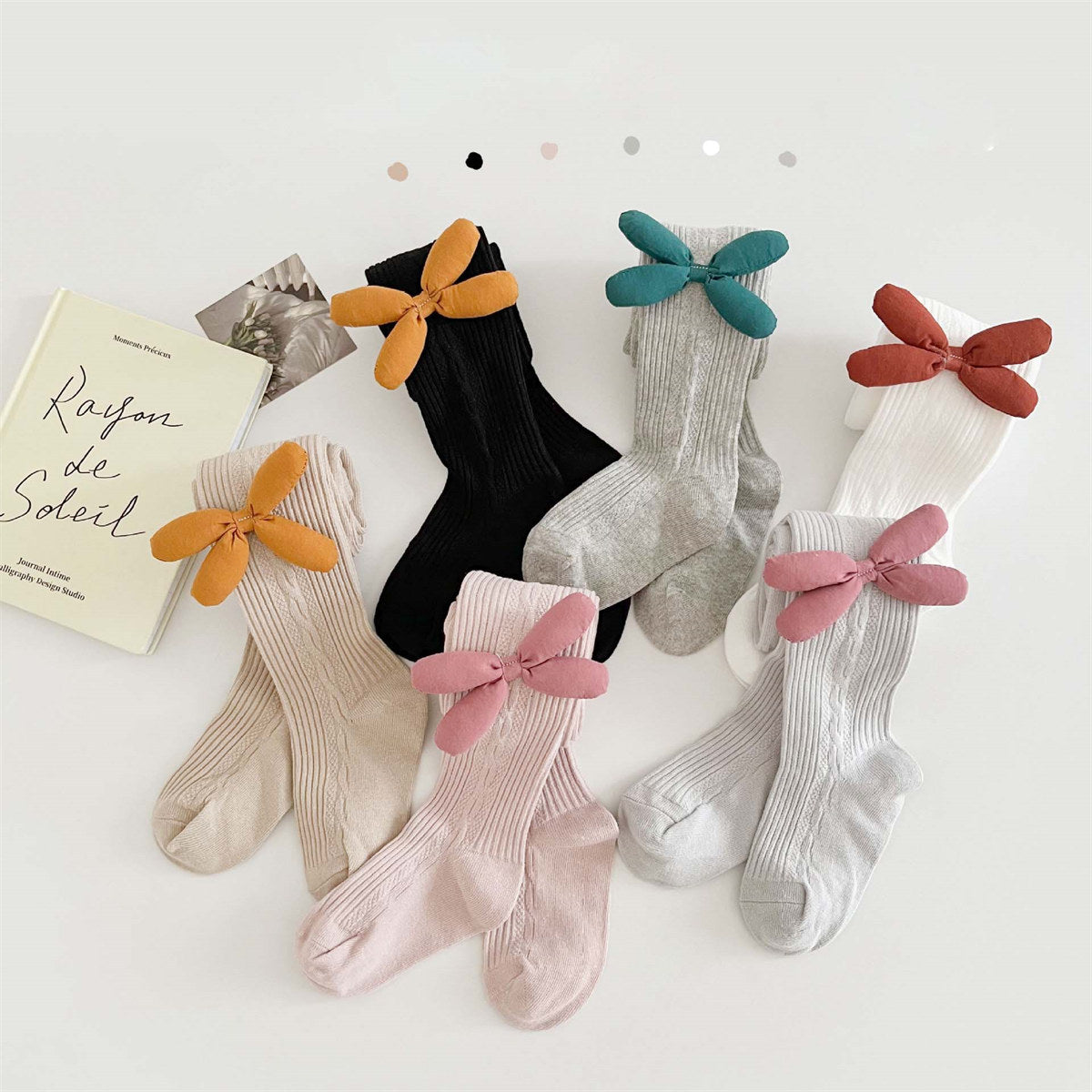 Girls Spring and Autumn Style Three-Dimensional Bowknot Leggings with Feet Baby Girls Leggings Socks