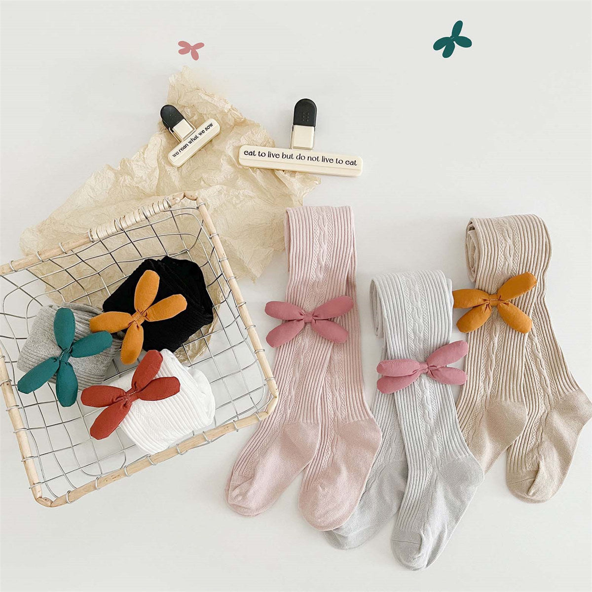 Girls Spring and Autumn Style Three-Dimensional Bowknot Leggings with Feet Baby Girls Leggings Socks