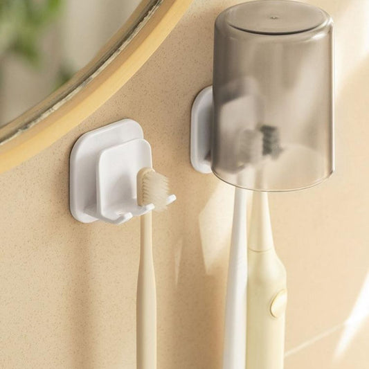 Electric toothbrush rack punch-free wall-mounted storage cup set hanging with lid dustproof household cup holder