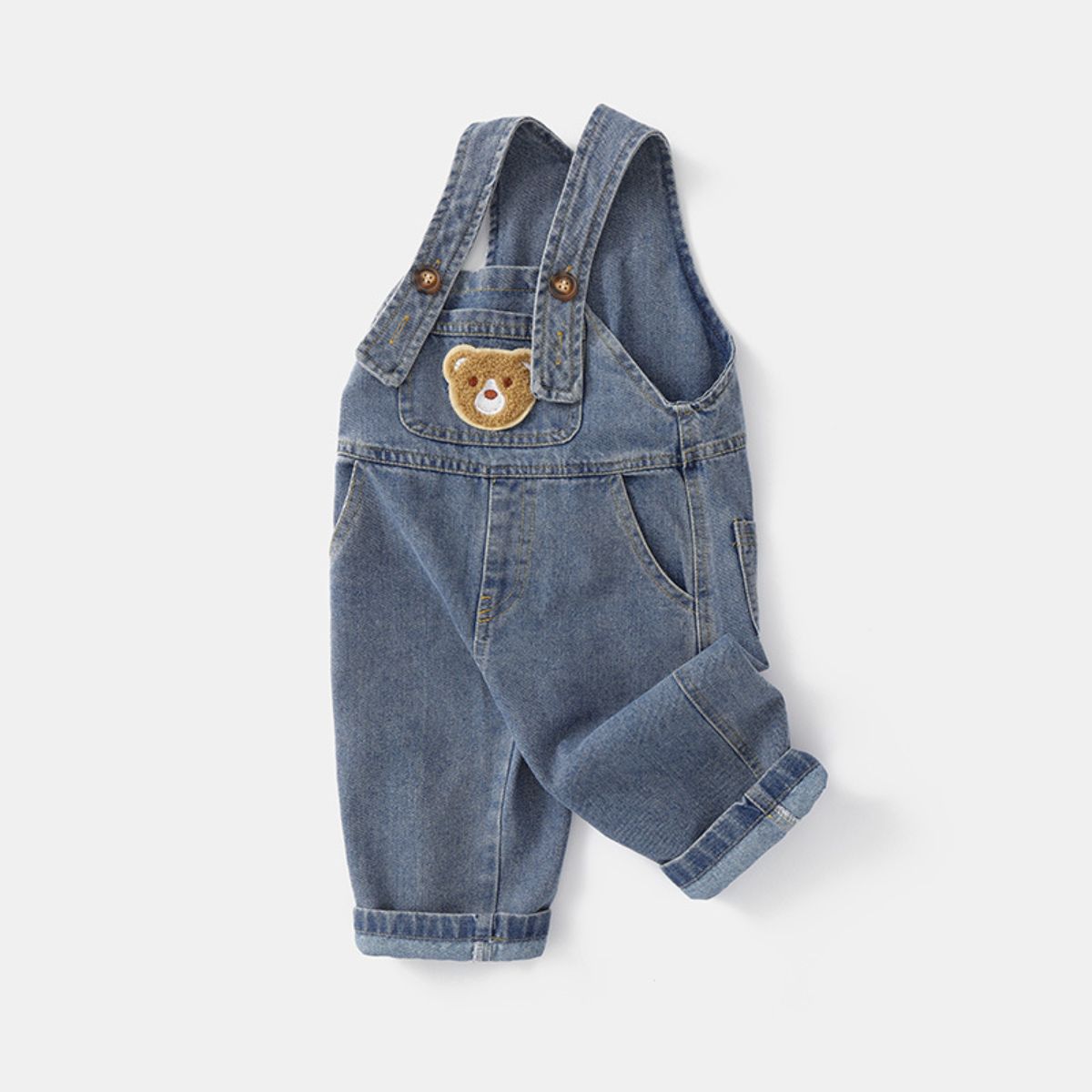 Baby denim overalls children's spring new boys and girls cartoon casual pants