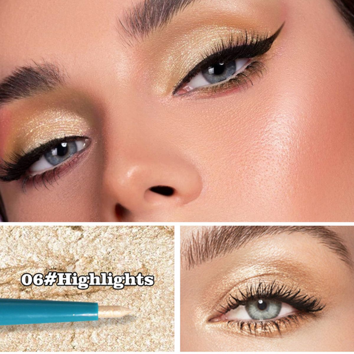 Eyeshadow stick for eye bags with pearlescent glitter and non-smudge makeup