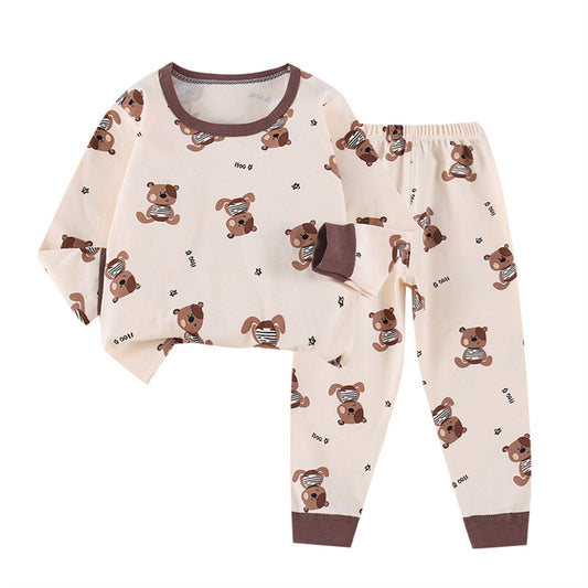 Children's combed cotton underwear set long sleeve home wear