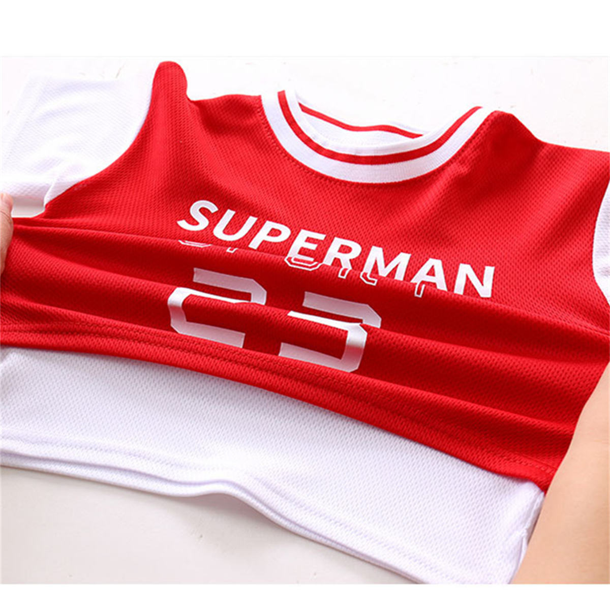 New summer children's sports short-sleeved basketball uniforms set fake two-piece boys' jerseys girls' clothing