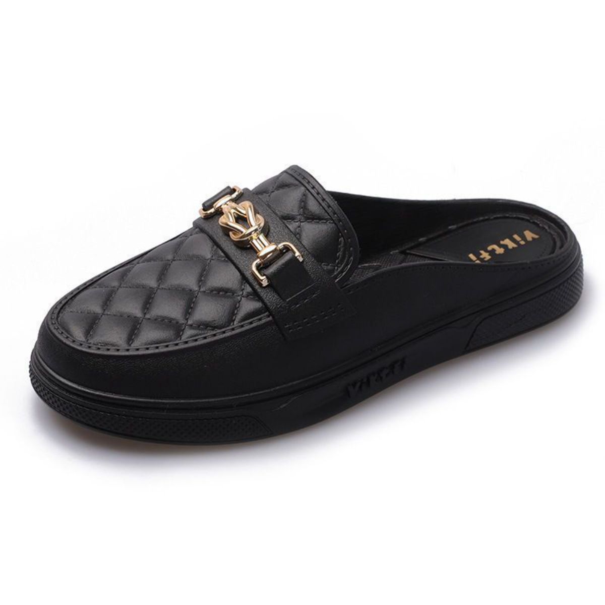 Height-enhancing fashionable closed-toe half-slippers