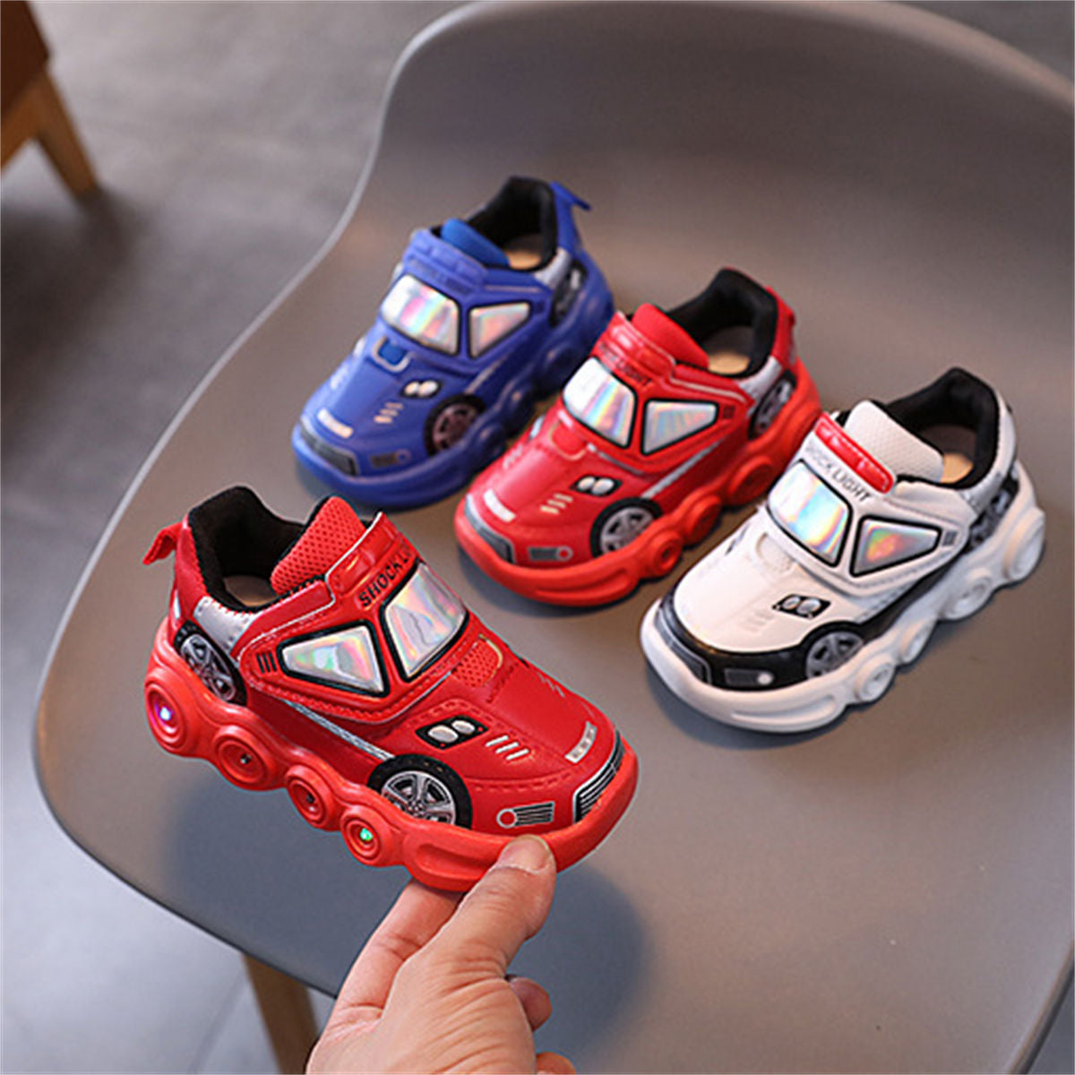 Little boy autumn luminous racing style cool sports shoes