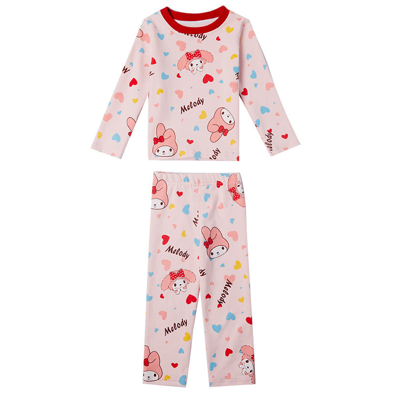 Baby girl cartoon warm pajamas two piece set