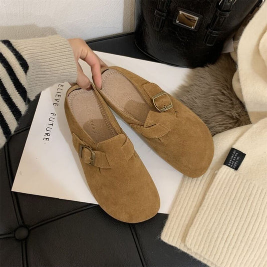 Closed toe soft sole round toe vintage suede Birkenstocks