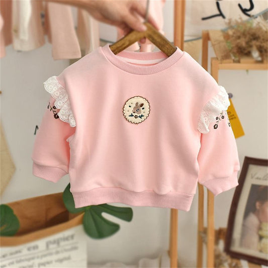 Baby girl embroidered pullover sweatshirt