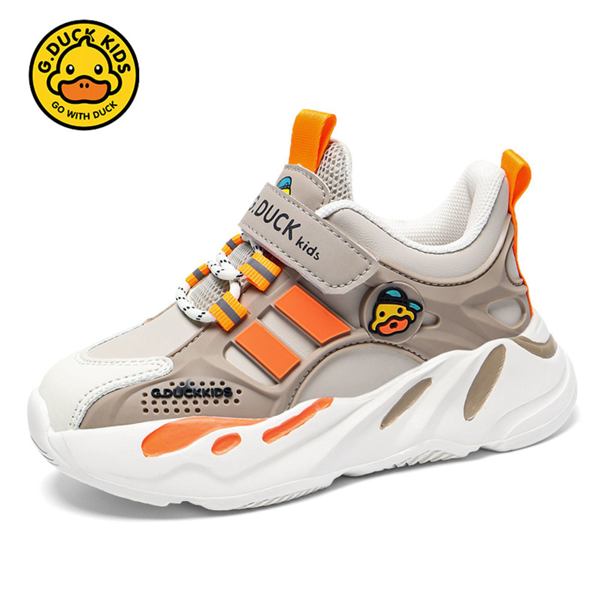 Autumn yellow duck leather waterproof functional sports shoes for boys and girls