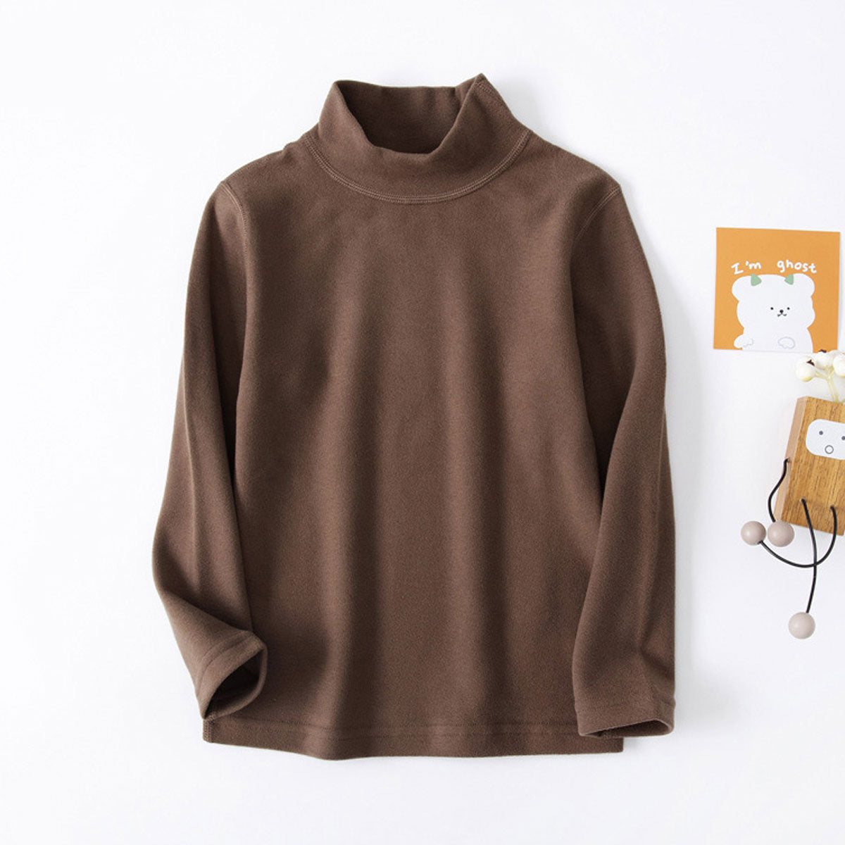 Girls autumn and winter velvet bottoming shirt children's half turtleneck long-sleeved T-shirt