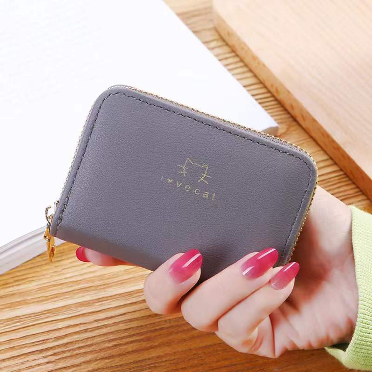 Card holder new simple fashion card holder women zipper men and women card holder driver's license bag credit card wallet