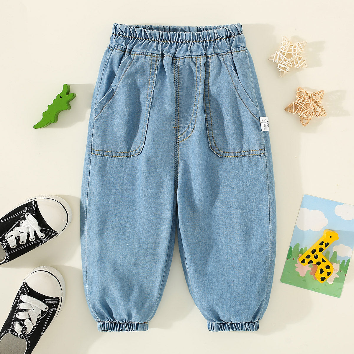 Toddler Boy Solid Color Pocket Front Denim Pants