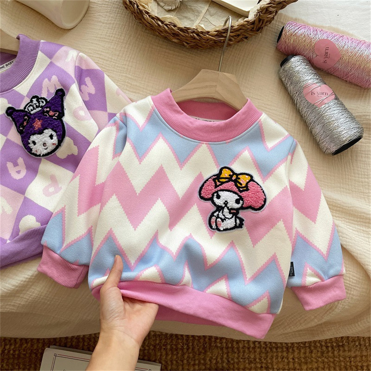 Plush baby girl cartoon Kuromi warm bottoming shirt