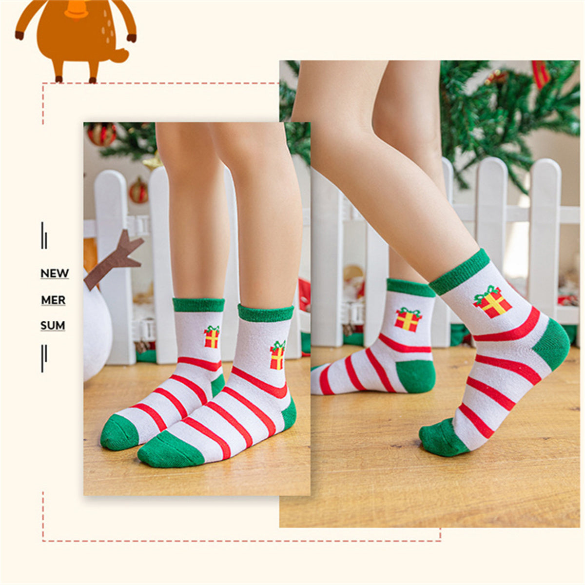 Children's boys and girls Christmas cute funny cotton breathable socks set