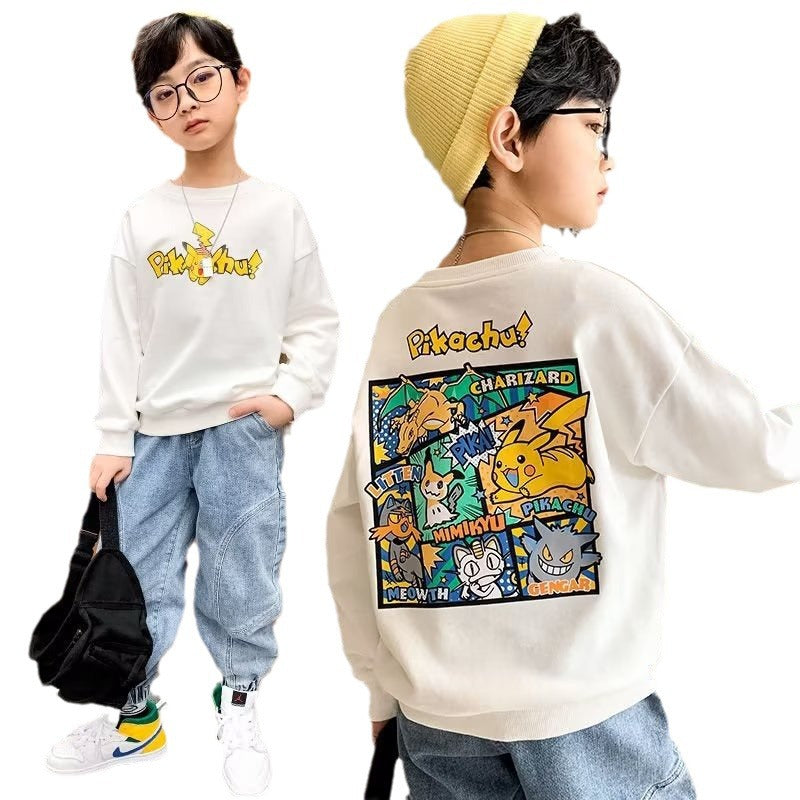 Boys cartoon print long-sleeved T-shirt versatile