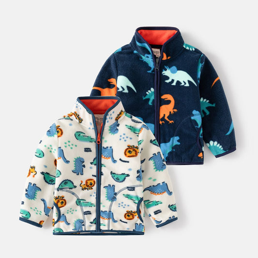 Boys and girls printed polar fleece jacket