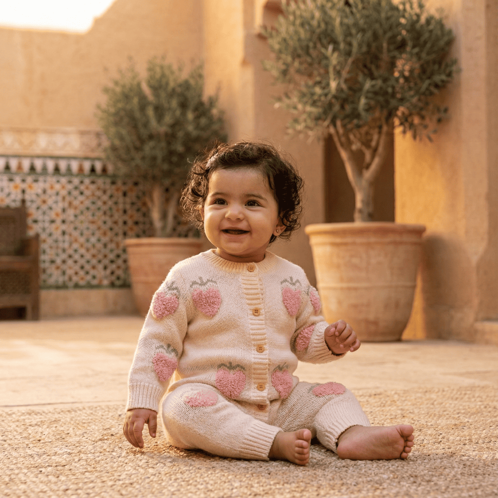 Sweet Strawberry Knitted Baby Girl Romper - Long Sleeve Warm Jumpsuit for Autumn Winter