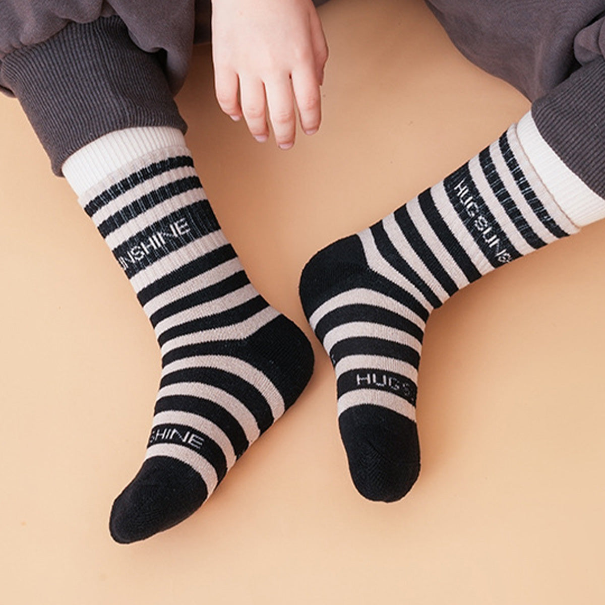 Children's Terry Stripe Plush Socks 4 Pairs