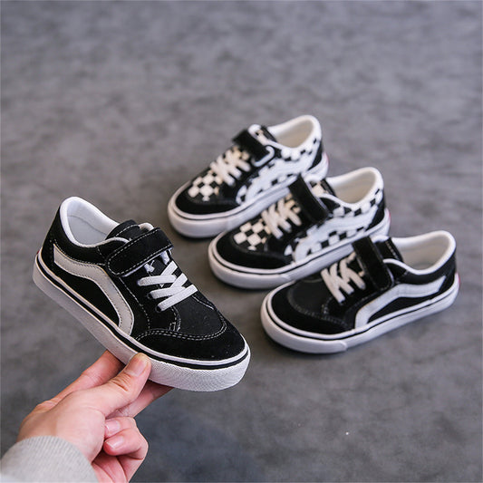 Children's checkerboard primary school cloth shoes soft sole fashionable casual toddler shoes