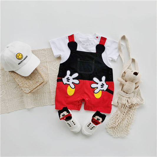 Cartoon shape palm Qiqi short-sleeved jumpsuit for boys and girls baby summer romper