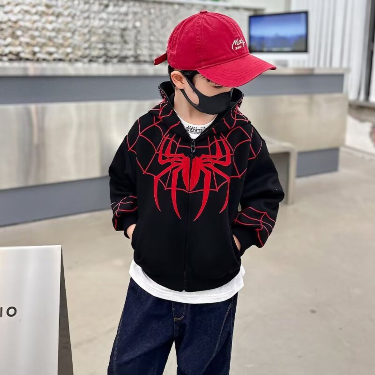 Boys Spiderman Children's Long Sleeve Sweater Children's Clothing Boys Jacket New Style Little Boy Regular Hooded Clothes