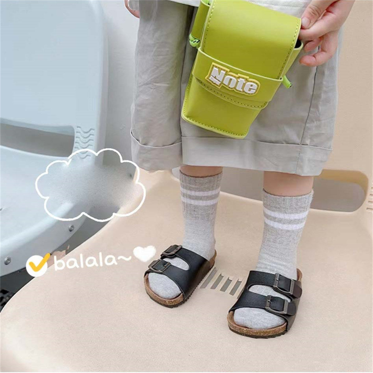 Children's spring and autumn casual college style parallel bars men's and women's short socks