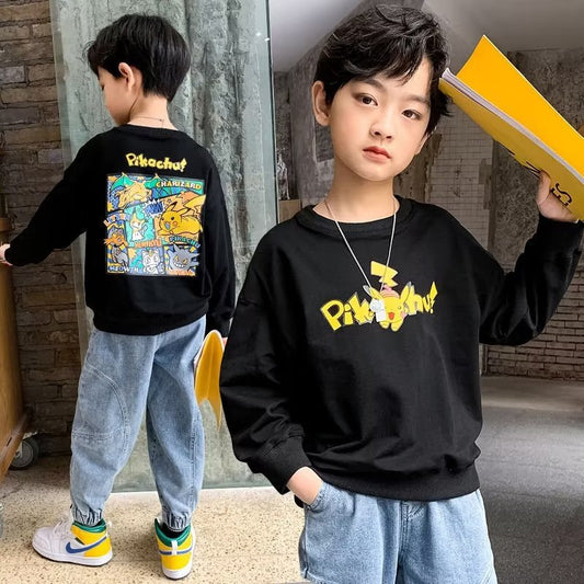 Boys cartoon print long-sleeved T-shirt versatile