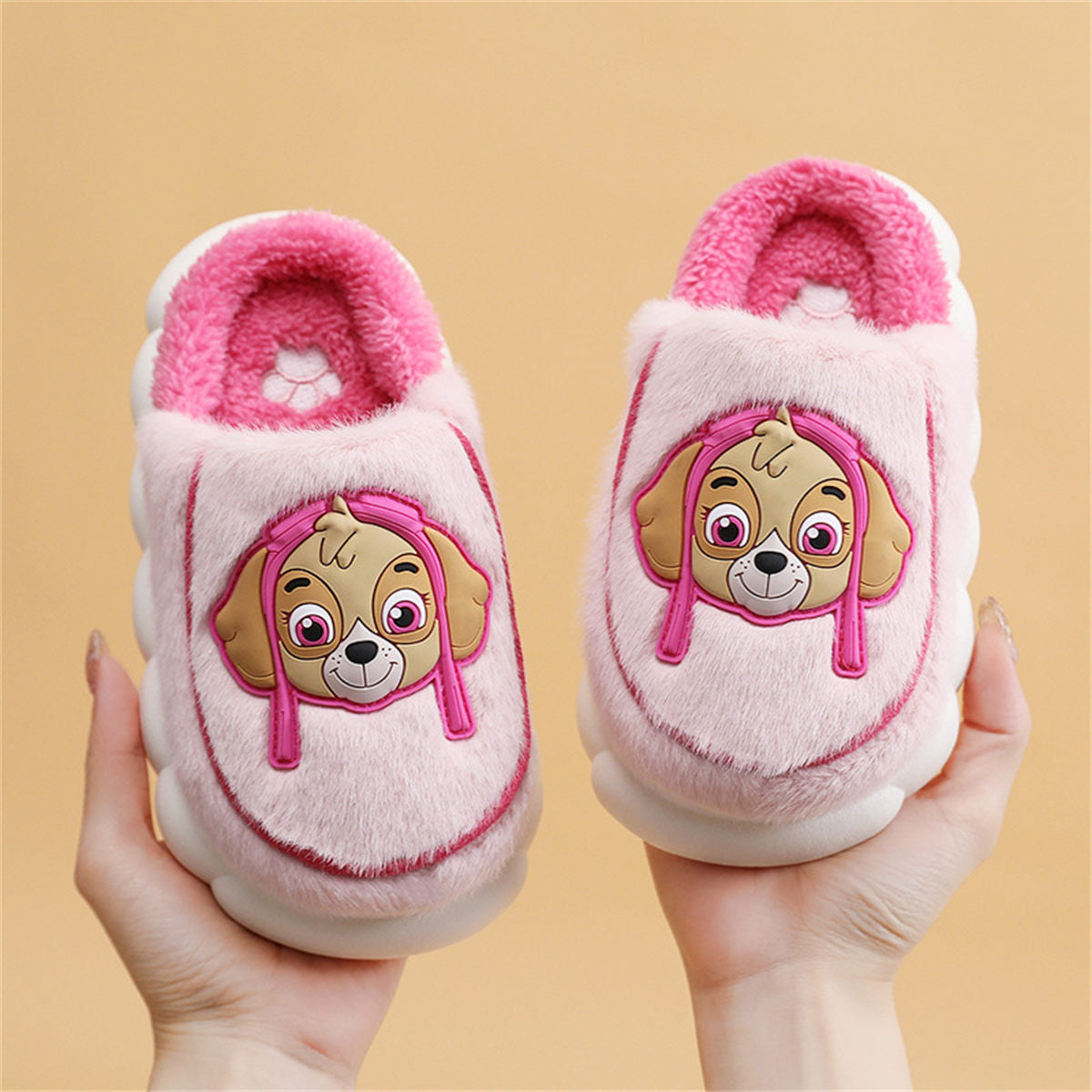 Children's Paw Patrol furry shoes for boys and girls, indoor warm and non-slip cartoon cotton slippers