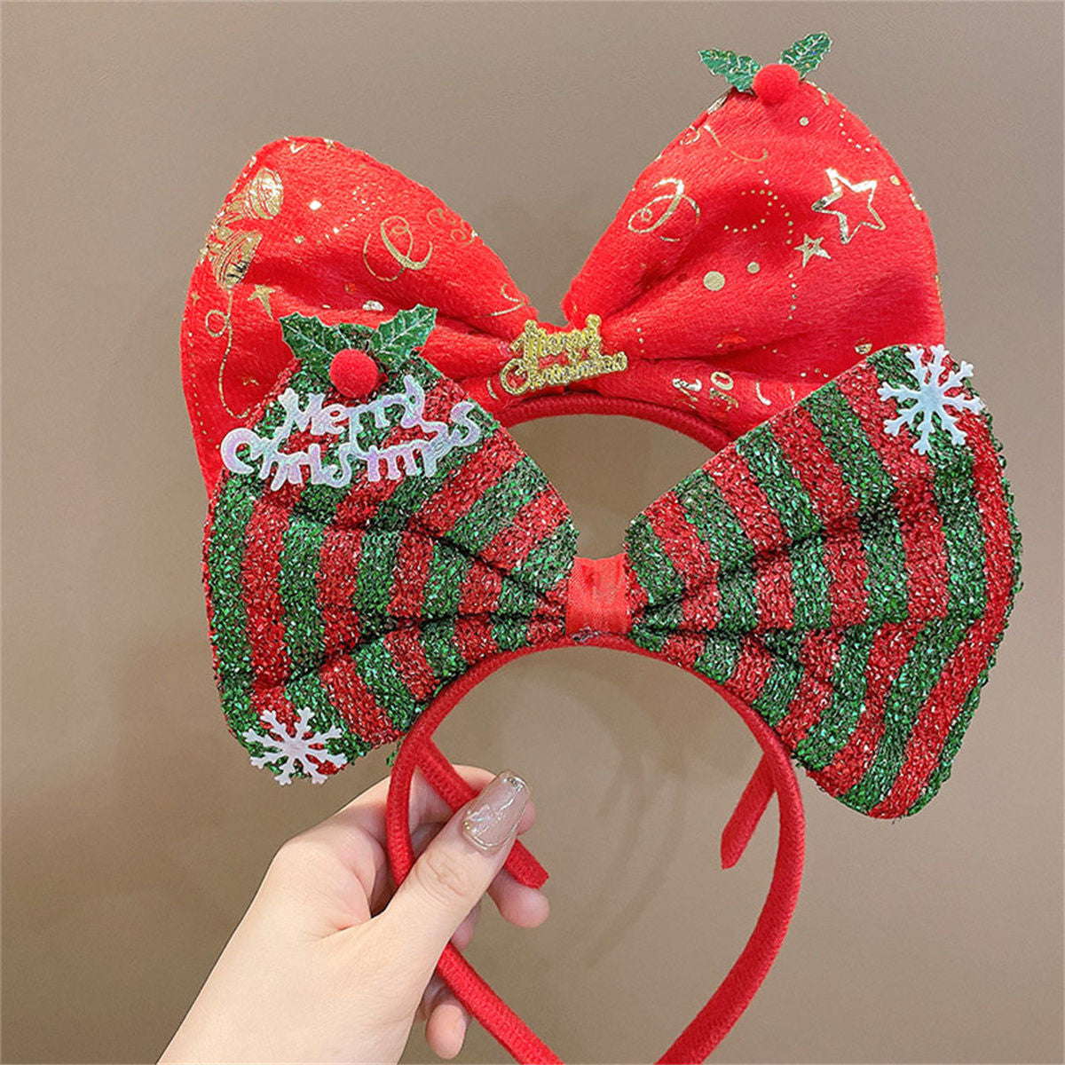 Children's Christmas red cute funny style bow headband does not hurt the hair