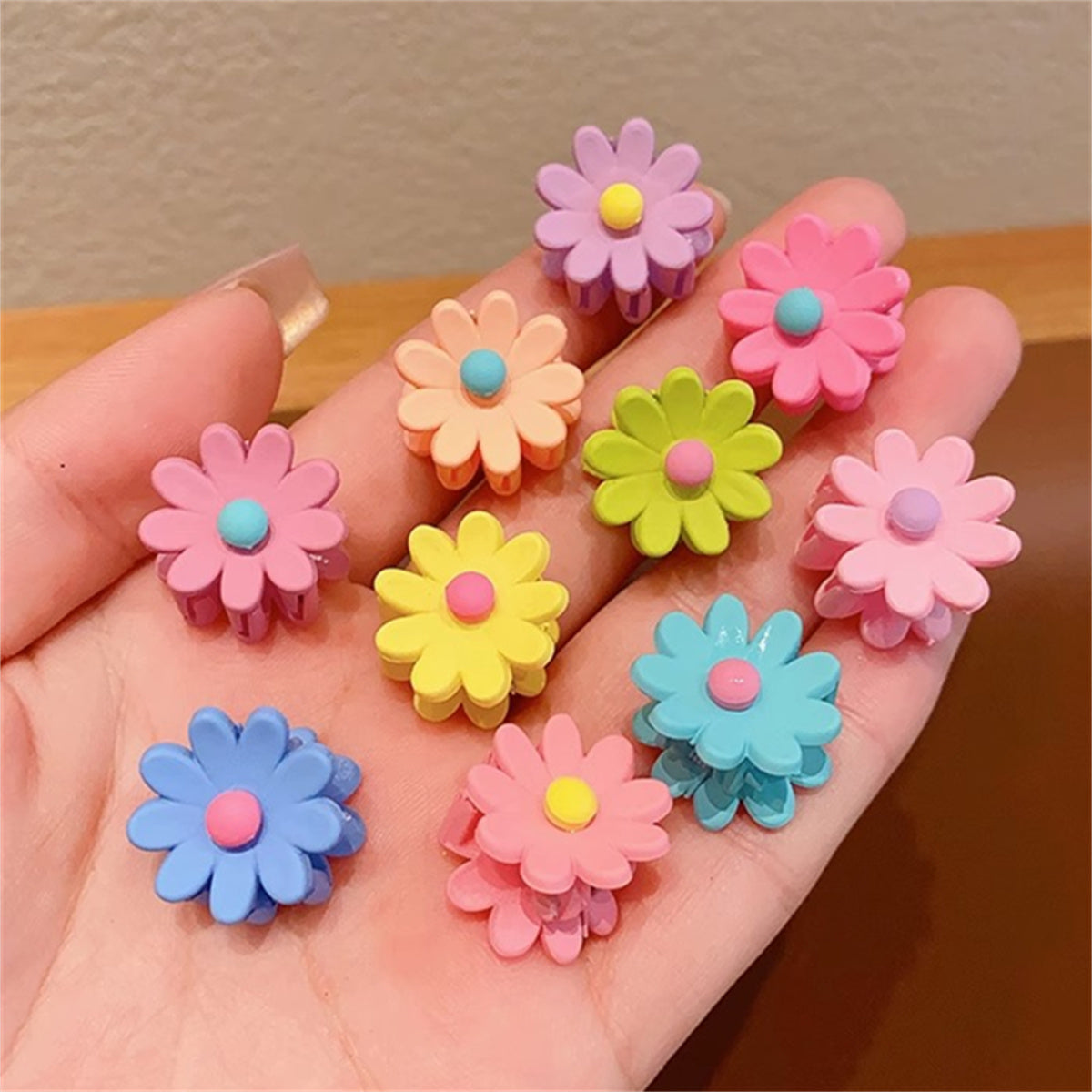 Children's 10-piece 3D flower hairpins