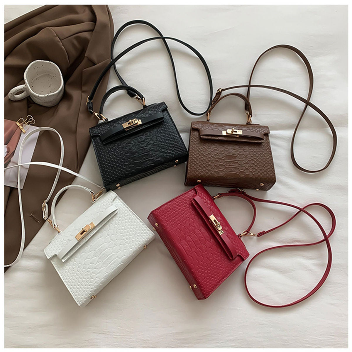 Ladies high-end versatile crossbody solid color shoulder bag