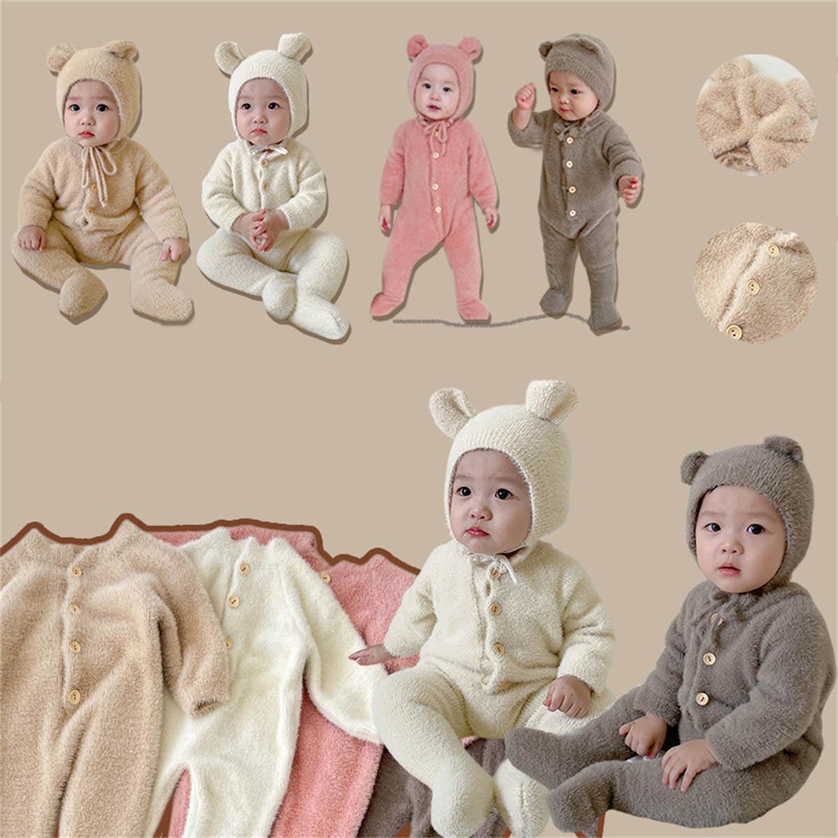 Baby autumn mink fleece bear foot cover crawling clothes