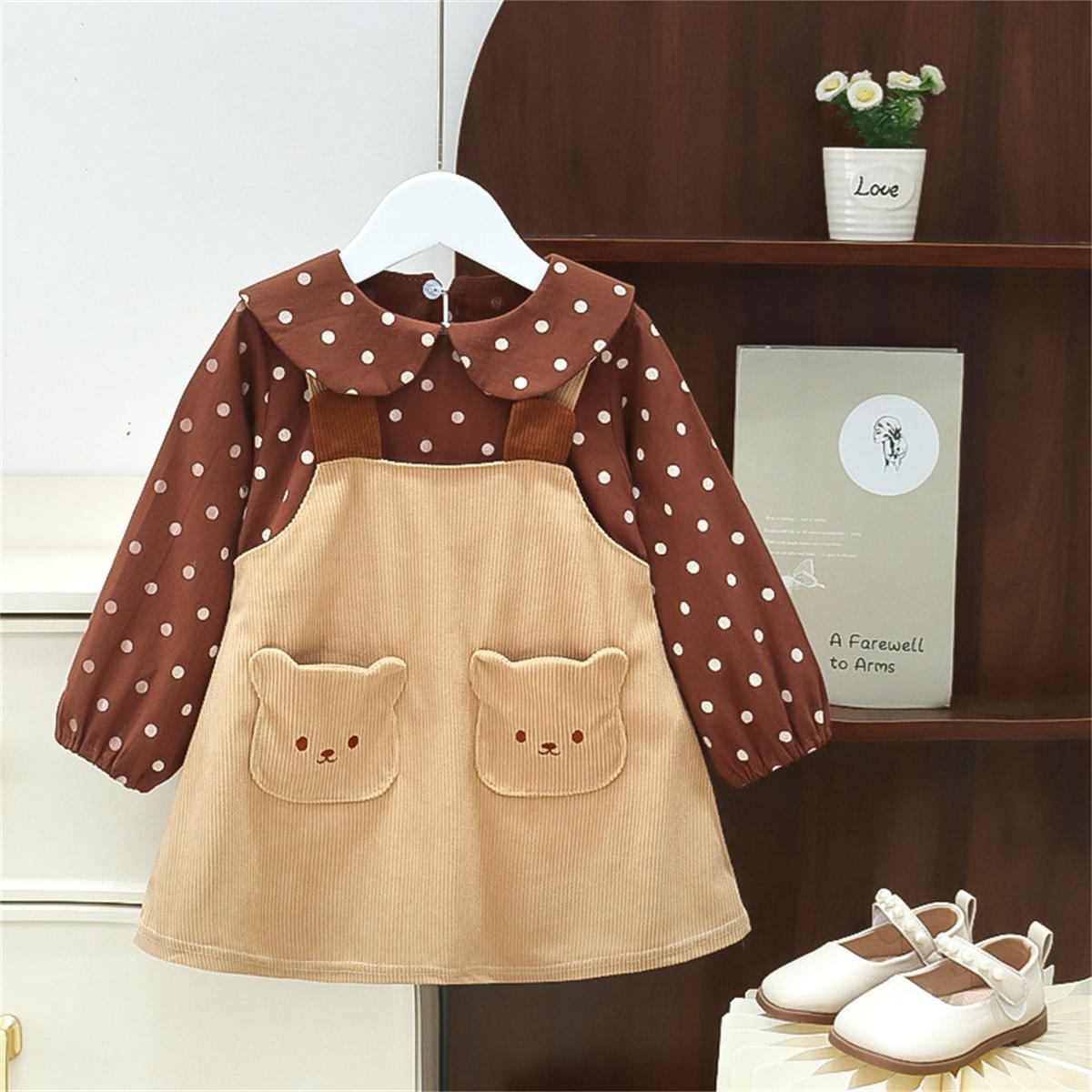 Girls autumn dot skirt bear princess skirt