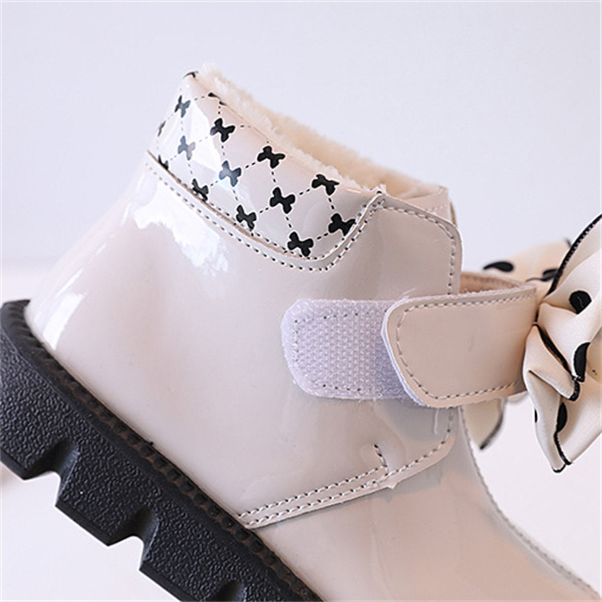 Little girl princess style polka dot bow style warm cotton boots