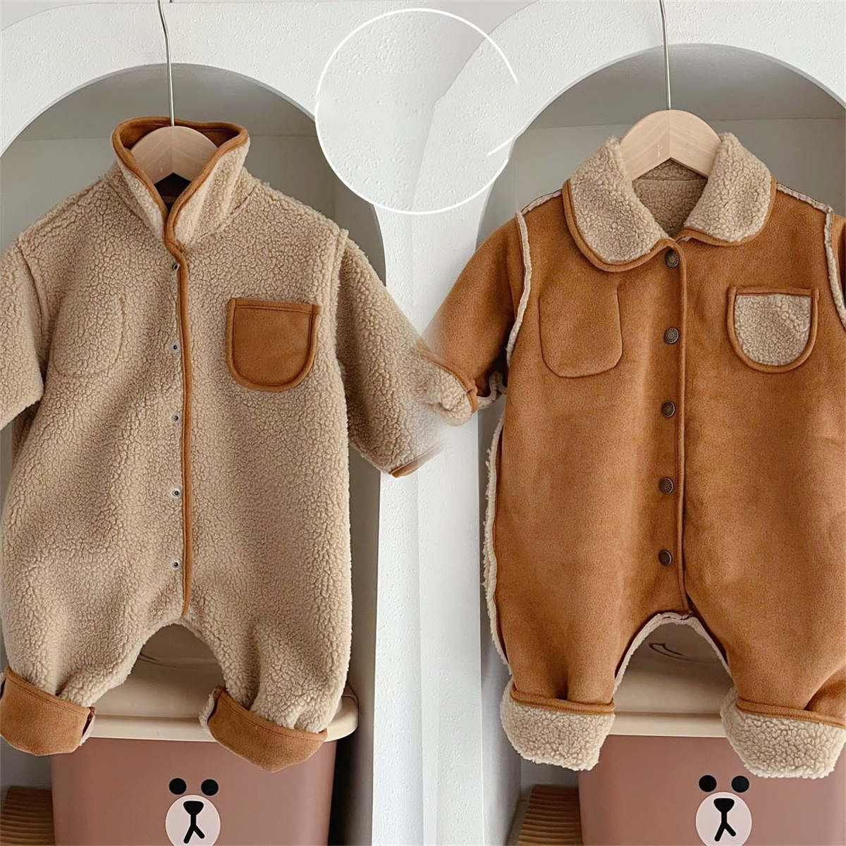 Double-sided warm autumn and winter baby romper