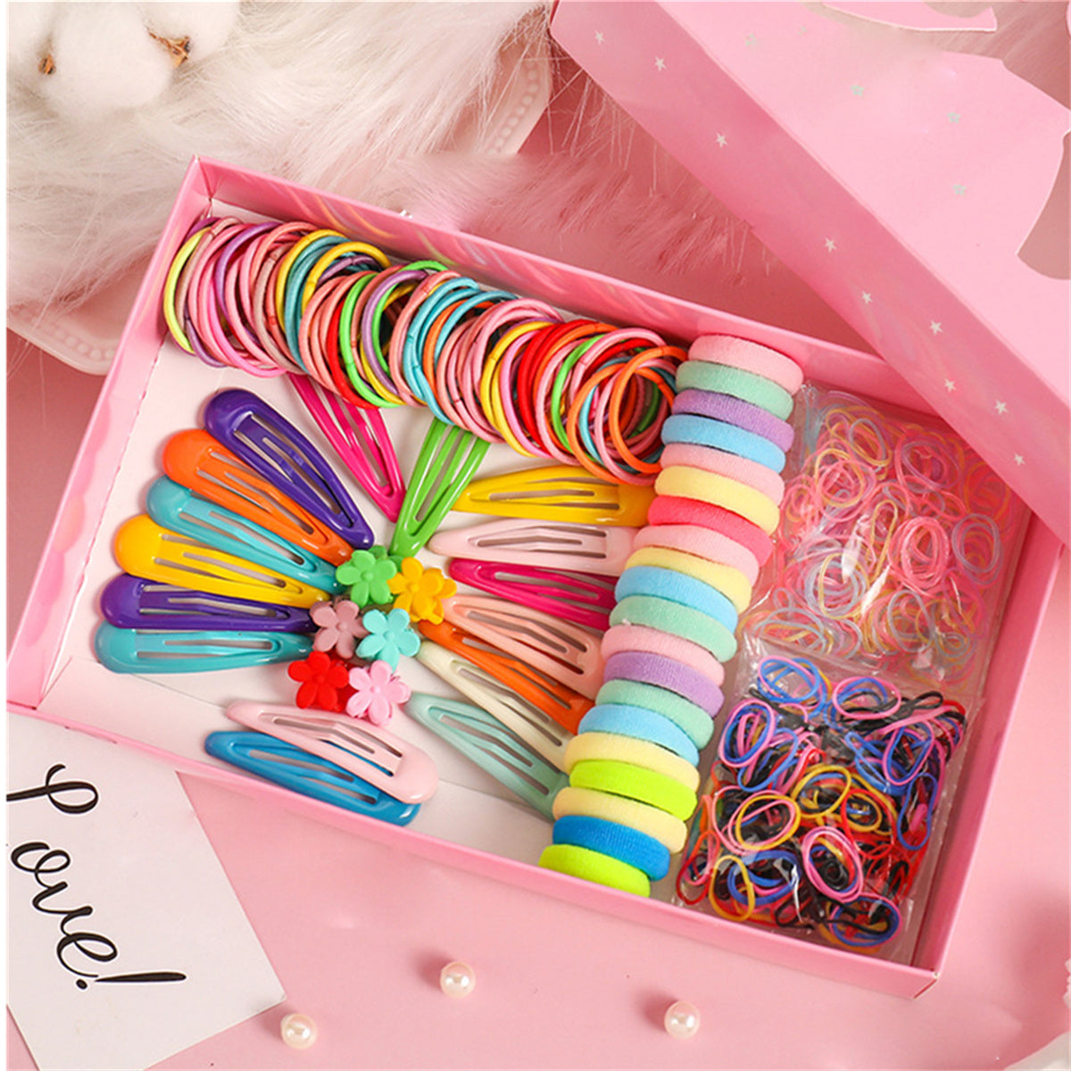 Children's simple colorful daily baby hair accessories set hair rope