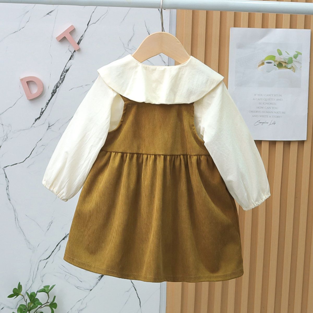 Girls Spring and Autumn Shirt Suspender Skirt 2-piece Set Cute Baby Girl Bear Suit Skirt Student Princess A-line Skirt