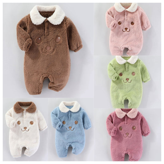 Baby onesie baby warm long sleeve romper plus fleece crawling clothes