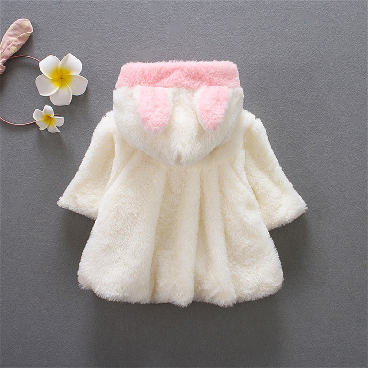 Baby girl autumn and winter bunny fur sweater coat