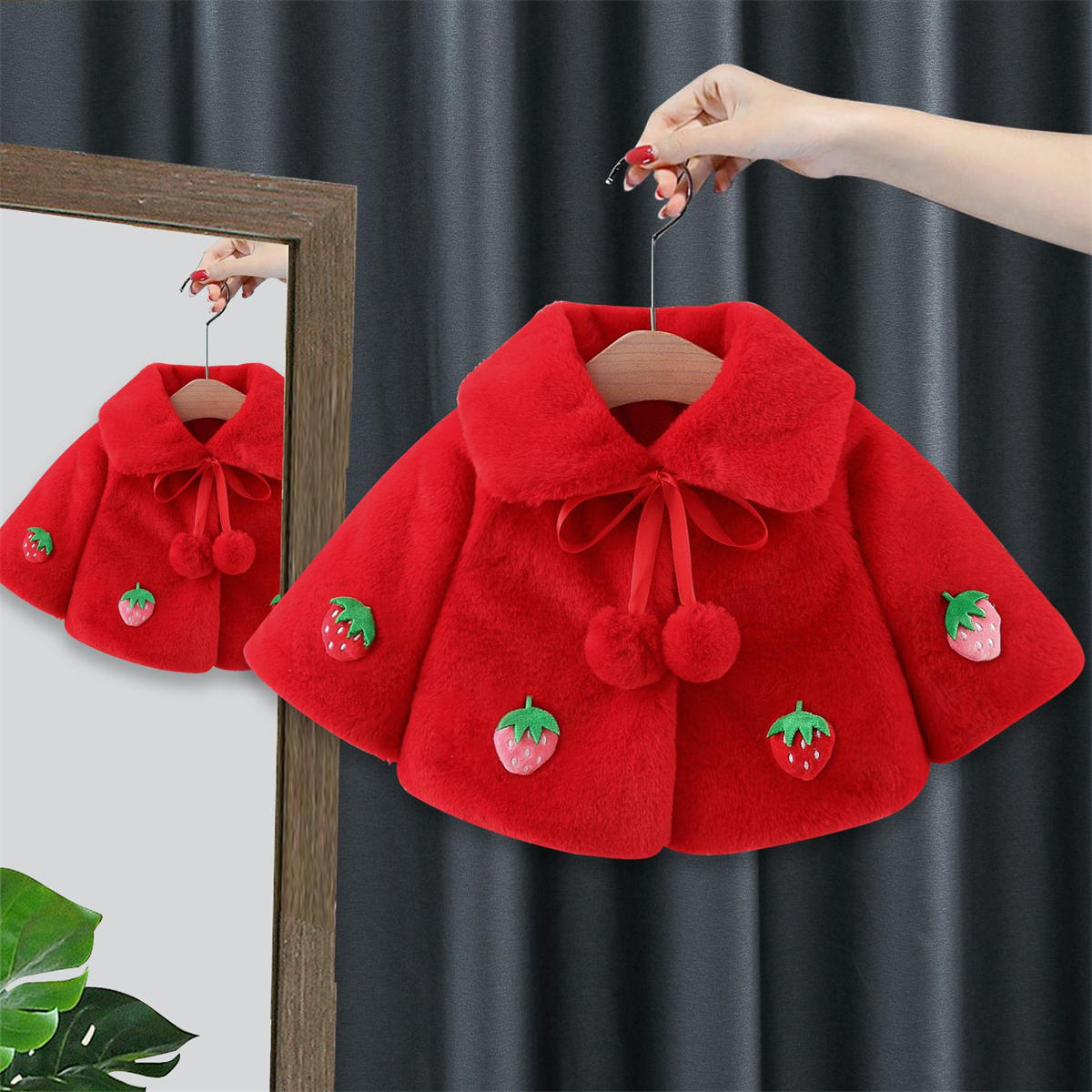 Baby girl autumn and winter thick strawberry cape