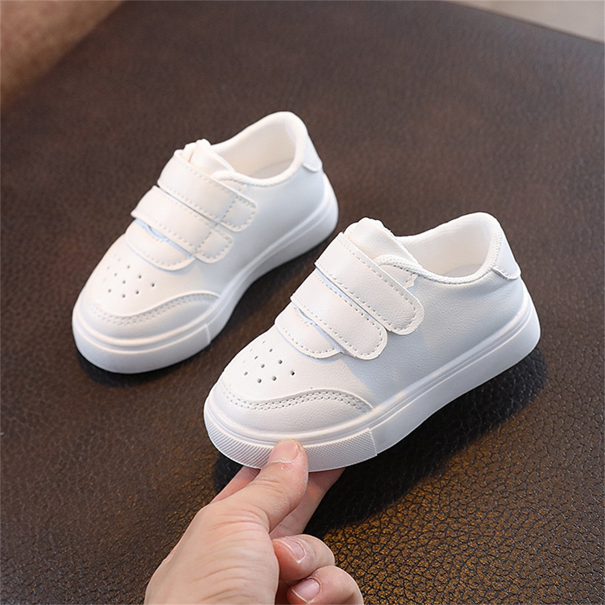 children's solid color white sneakers