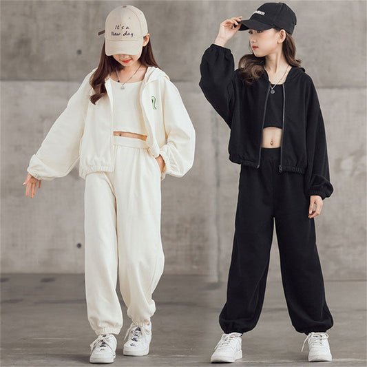 Fashionable new loose sports three-piece suit for middle and large children in spring and autumn