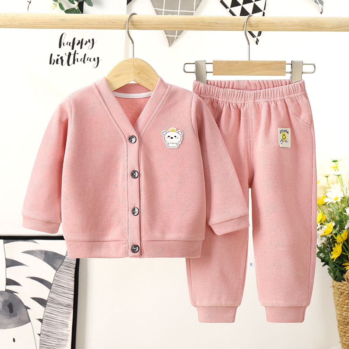 Children's spring and autumn sports suits boys and girls casual wear small and medium children's cartoon new knitted autumn clothes