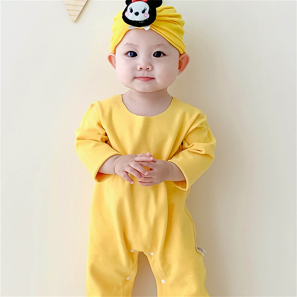 Infant and toddler double-sided brushed long-sleeved boneless warm romper