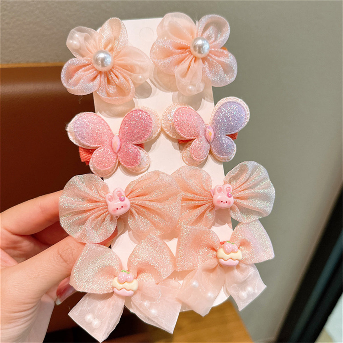 Children's bow hairpin princess super fairy yarn flower bangs clip does not hurt the hairpin