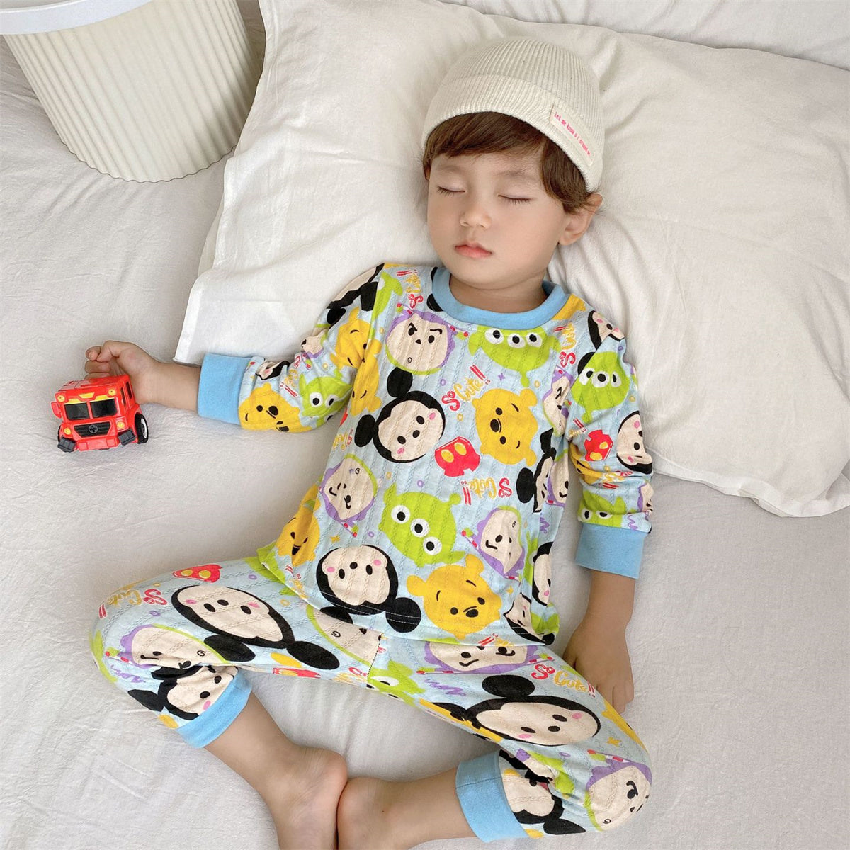 Children's two-piece cartoon pattern print long-sleeved suit