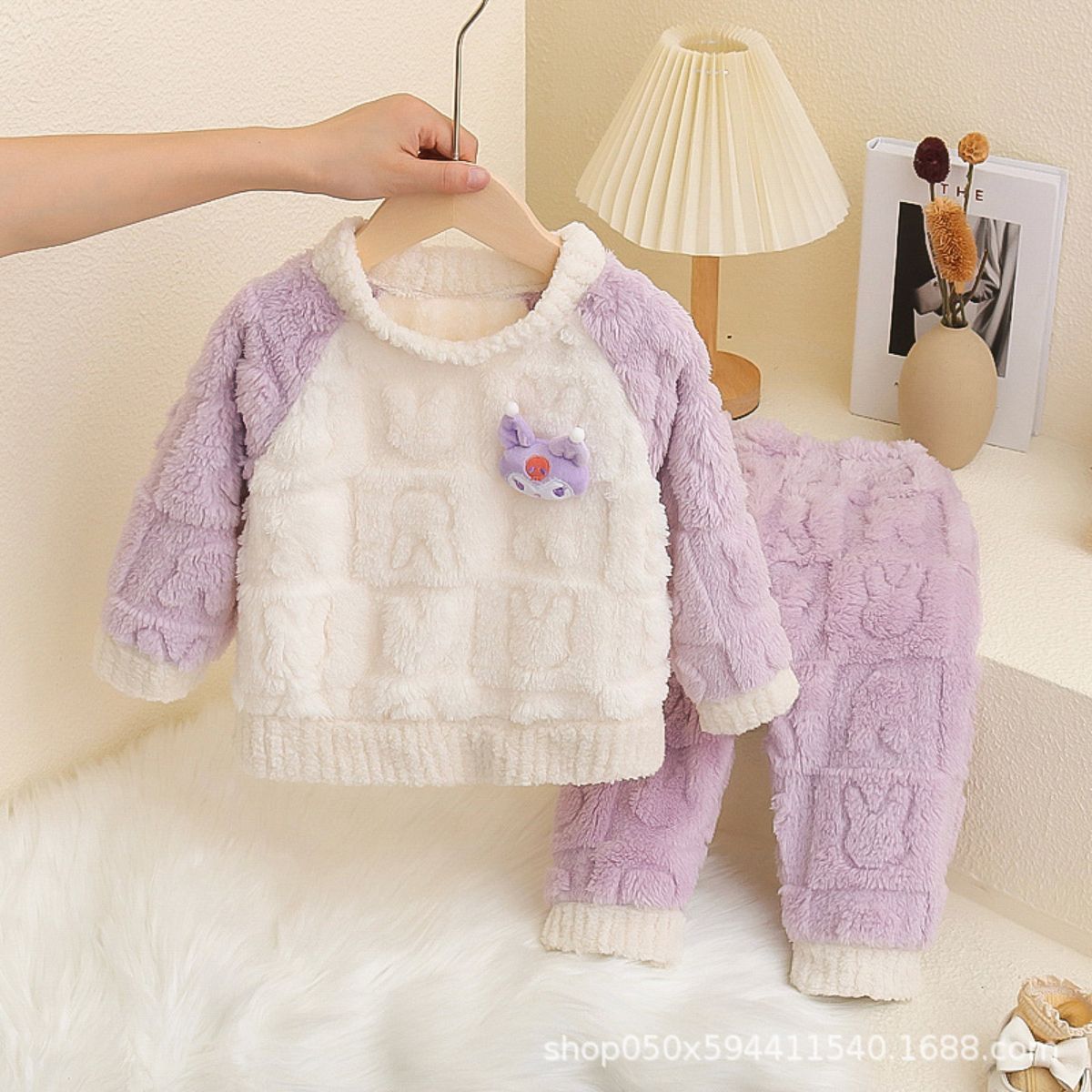 Candy Color Girls Winter Pajamas Flannel Set