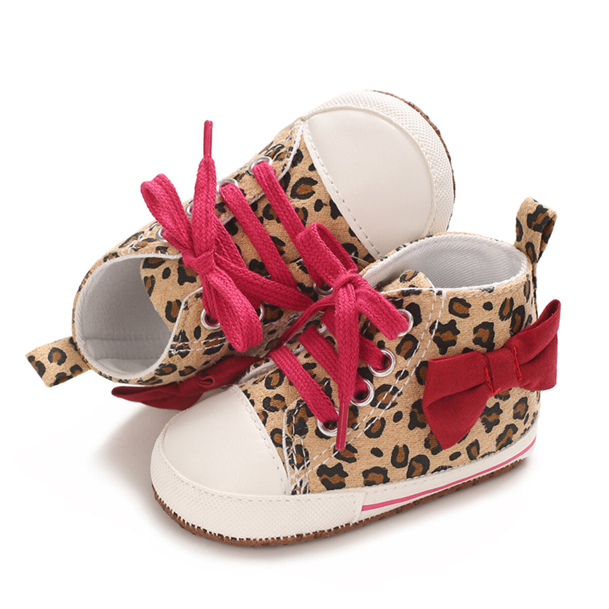 Baby high top leopard print canvas shoes