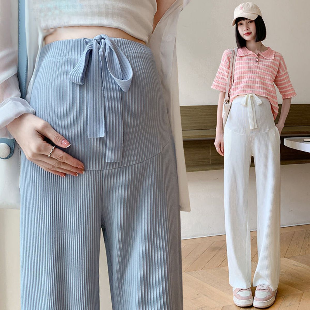 summer thin wide leg maternity pants