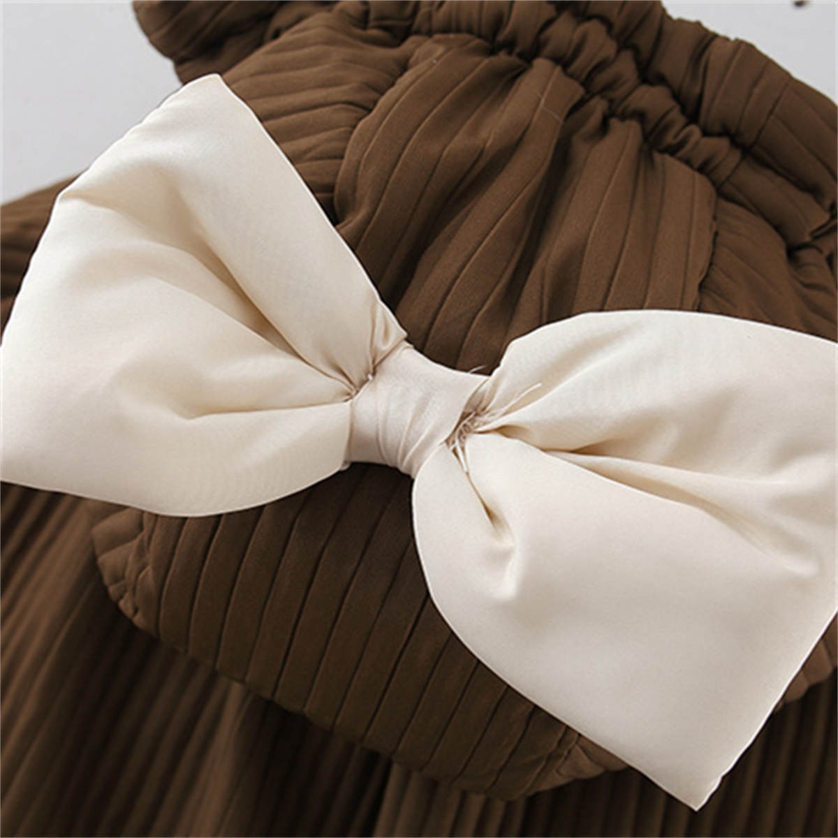 Girls winter solid color bow cotton coat